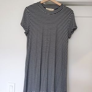 Pink Rose brand black striped, flowy t-shirt dress